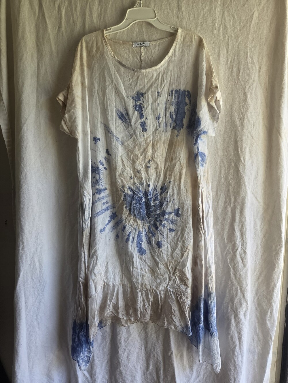 Gigi Moda Dress Size Large Relaxed Coastal Langenlook Viscose Rayon Silk Tie Dye